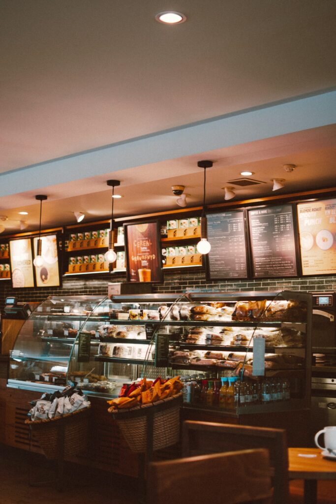 Cafe display case with board menus